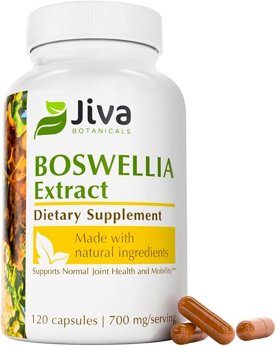 Jiva Botanicals Boswellia Extract Capsules 700mg per Serving - Boswellia Serrata Extract Supplement & Black Pepper - Joint Support Supplement for Normal Joint Health - 120 Capsules (Pack of 1)