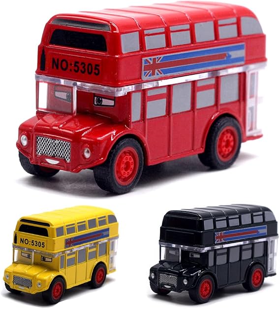 Classic Bus Double Decker Red Bus Models Toy, Alloy Diecast Pull Back Alloy Toy Vehicles,Metal Die Cast Free Wheeling Action Toy,Models City Cars Accessories ModelsToy for Kids and Collectors -H