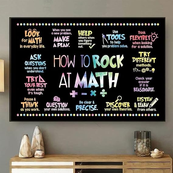 How to Rock at Math Poster, Math Poster, Math Classroom Decor, Math Teacher Poster Wall Decor, Back to School Poster, Poster Wall Art, Gift Ideas (Frameless Paper, 16x20)