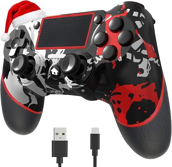 SZYUYU Wireless Controller for Ps4 Romote Compatible with Ps4/Slim/Pro/Windows PC, Controller for Ps4 with 3.5mm Audio Jack, Touch Pad,Six Axis Motion Control, Charging Cable (Flame White)
