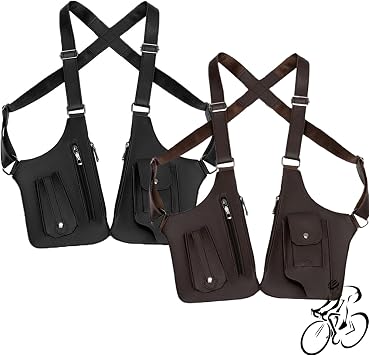 Armpit Bag for Men, Double Shoulder Armpit Bag for Men, Double Shoulder Strap Multi-pocket Outdoor Anti-Theft Tactical Bag, For Cycling, Cross-Country, And Marathons (Black+Dark Brown)