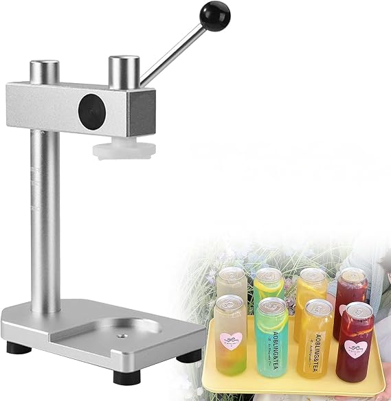 Can Sealer Machine, Cup Can Sealing Machine, Hand Crank Canning Machine, Manual Drink Can Seamer Sealer Tool for 250/330/400/500/700ml Jars Diameter 2.0in,Silver