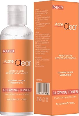 Acne Treatment Rapid Clear Acne Toner Face, Back Acne Treatment Hormone Cystic Acne Spot Treatment, Toner for Acne Prone Skin, Clarifying Solution with Salicylic Acid, Pimple Treatment for Face Body
