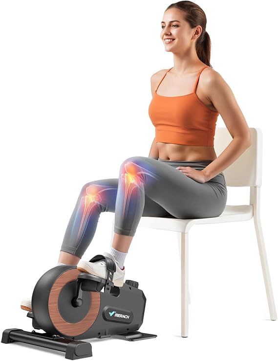 Under Desk Bike Pedal Exerciser, Quiet Magnetic Mini Exercise Bike with MERACH App for Arm, Leg Recovery, Physical Therapy, Smooth Foot Desk Cycle
