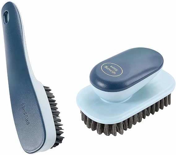 Laundry Brush, Shoe Brush, Used for Cleaning Stains, Floor Tiles, Kitchen, Carpet, Household Cleaning, Etc. Easy to Hold Set of 2 Pieces