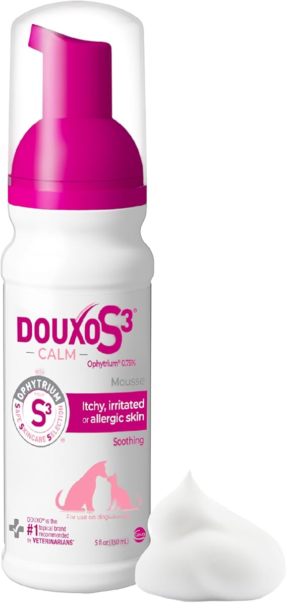 DOUXO® S3 CALM Mousse 5.1 oz (150 mL) | Helps Support Itchy, Irritated or Allergic Skin, Soothing Dog Skin Allergies - Itch Relief for Dogs, 5 fl oz