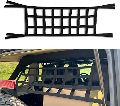 Cargo Net for Jeep Wrangler YJ TJ JK JL,Rear Cargo Cover for Jeep Wrangler,Rear Trunk Net for Jeep,Heavy Duty Cargo Netting Black