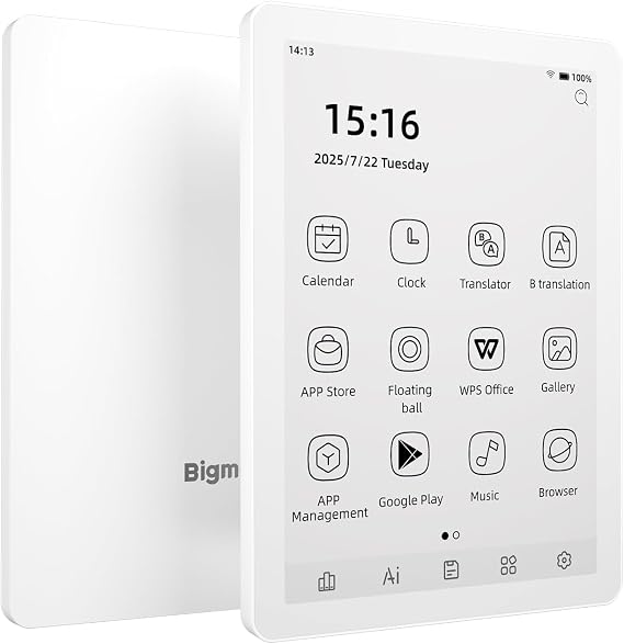 Bigme B6 e-reader, E-ink screen e-reader 6 inch e-reader digital e-paper tablet, 4G+64GB, Android 14, Android Eink e-reader device with adjustable headlight