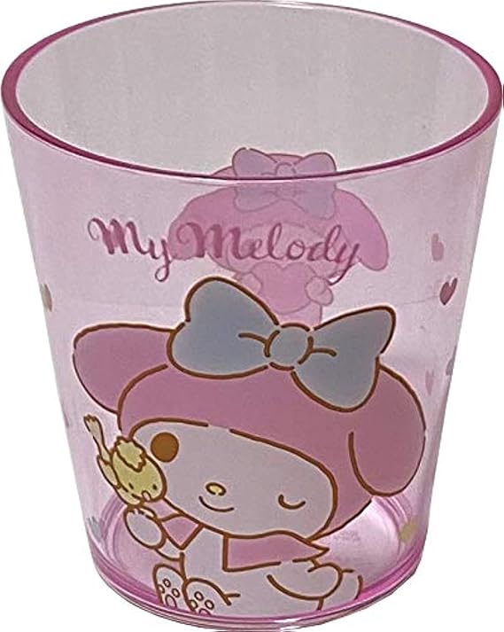 Sanrio My Melody Plastic Cups 7.8 8.5 7.8 cm 260ml Dinnerware Drinkware Saucers Kitchen (Pink)
