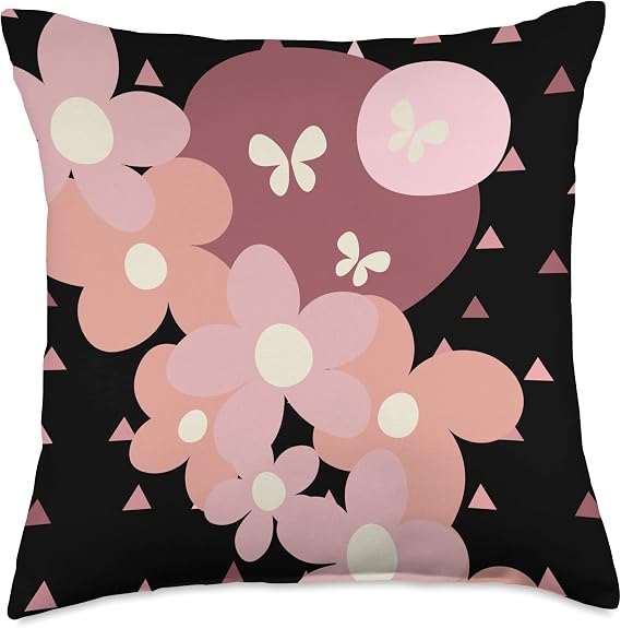 Boho Happiness, Butterflies and flowers, Minimalist Deserts Throw Pillow