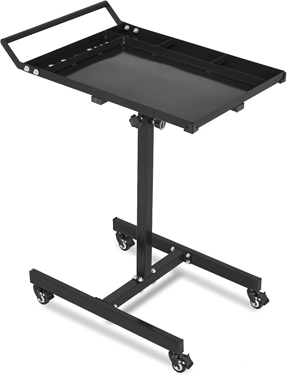 MAXPOWER Heavy-Duty Mobile Workbench : 30" Adjustable Height Rolling Work Table Cart, 2" Lockable Casters & Large Tool Tray for Garage, Workshop, DIY Automotive Repair