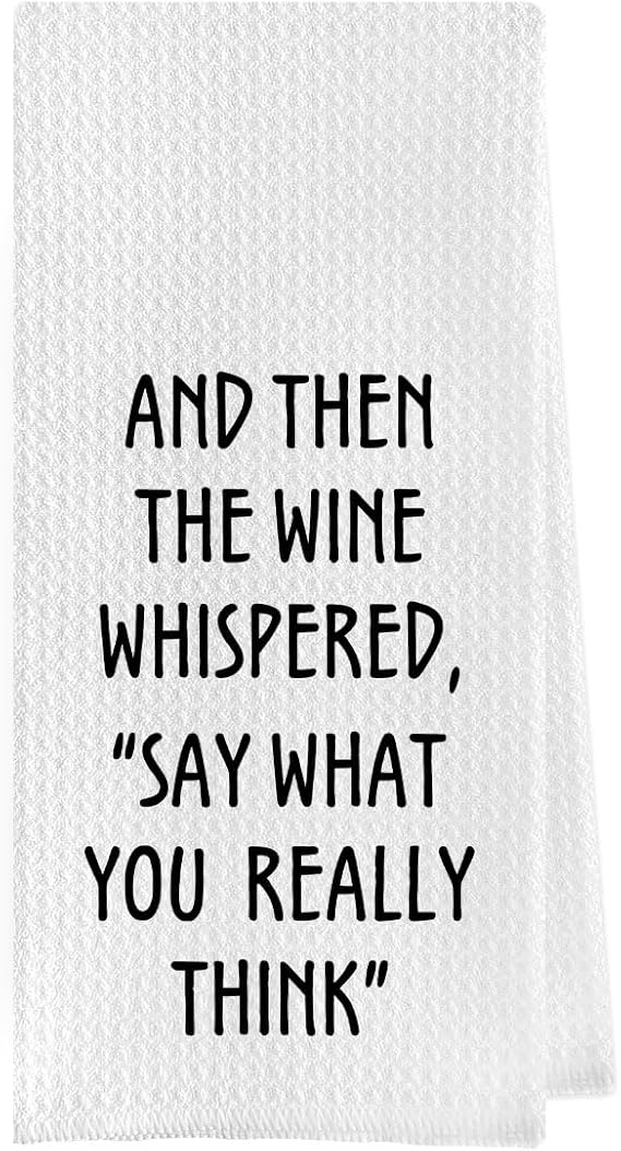 Wine Lovers Dish Towel - Funny Wine Gifts Decorative Waffle Weave Kitchen Towels, Tea Towel, Hand Towel, Housewarming Gift (1624 Inches)