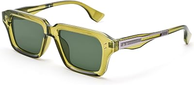 Rectangle Sunglasses for Men Women, Trendy Square Frame Sun Glasses Fashion Retro 90s Chunky Designer Shades