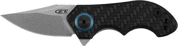 Zero Tolerance and Tim Galyean Pocket Knife; 1.8" Premium CPM 20CV Stainless Steel Blade, Carbon Fiber Front, Stonewashed Titanium Back Handle, Pocket Clip, Made in USA 0022