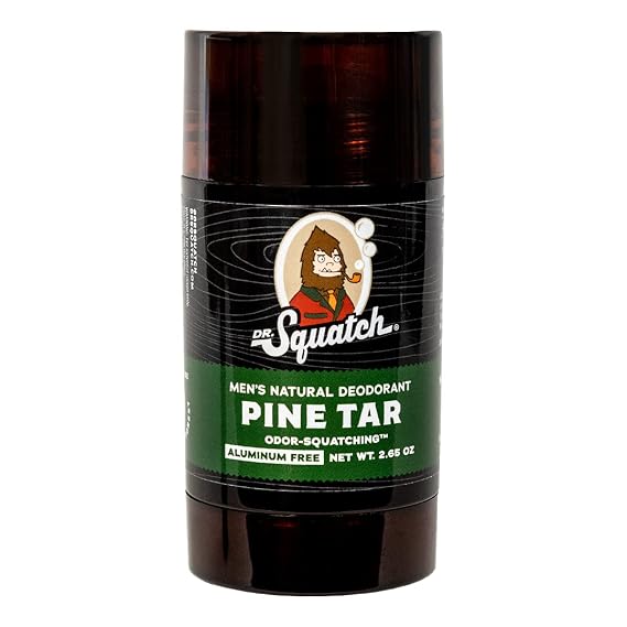 Dr. Squatch Natural Deodorant for Men Odor-Squatching Men's Deodorant Aluminum Free - Pine Tar 2.65 oz (1 Pack)
