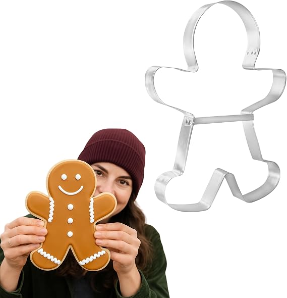 Foose Cookie Cutters Extra Large Gingerbread Man with Brace Cookie Cutter 8.5 in, Hand Made in USA
