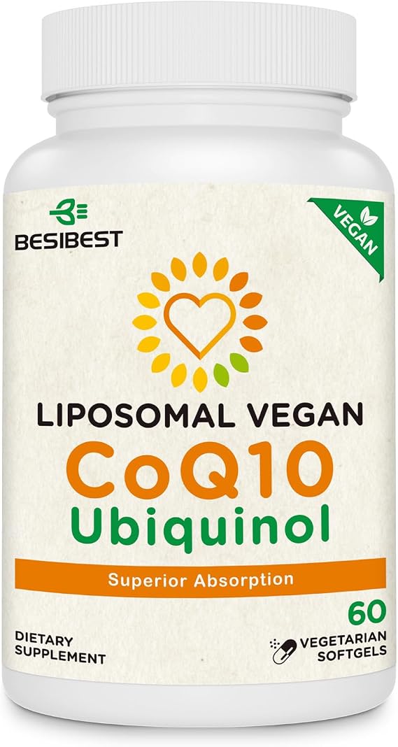 Besibest 1000mg Liposomal CoQ10 Ubiquinol, 60 Vegan Softgels, High Absorption Ubiquinol CoQ10 Supplement, Active Antioxidant Form of Coenzyme Q10 for Heart Function & Energy Production