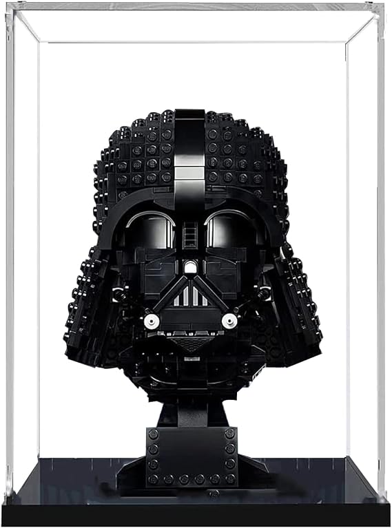 Acrylic Display Case for Lego 75304 Darth Vader Helmet Model Set, Lego Display Case for Venom Helmet 76187,Lego Batman Cowl 76182,Helmet 75277 and 75276 75305 75327 75343(No Model Set Included) Black