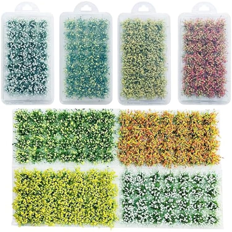 Woohome Static Flower Tufts, 112 PCS Miniature Flower Cluster Static Grass Tufts for Model Train Railroad Scenery DIY Miniature