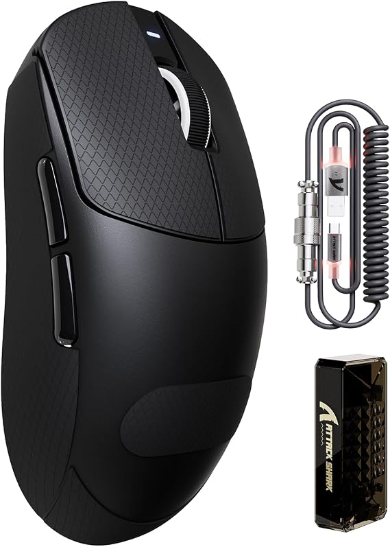 ATTACK SHARK X8 PRO 8K Wireless Gaming Mouse - Black & Anti-Slip Tape