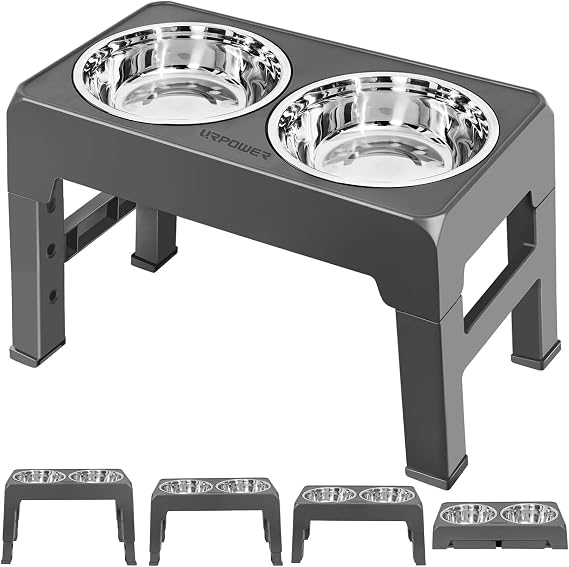 URPOWER Raised Dog Bowls 4 Height Adjustable Elevated Bowl Stand