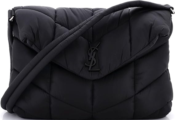 Saint Laurent, Pre-Loved Loulou Puffer Messenger Bag Quilted Econyl, Black
