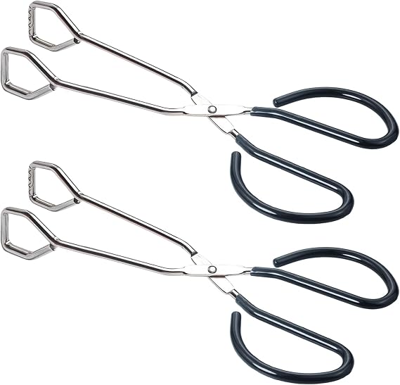 HINMAY 10-Inch Heavy Duty Stainless Steel Kitchen Scissor Tongs, Set of 2