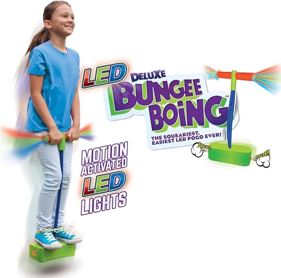 Geospace Jumparoo Deluxe LED Bungee Boing Foam Bouncing Toy - The Squeakiest, Easiest Pogo Ever! for Kids 3 Years & Up