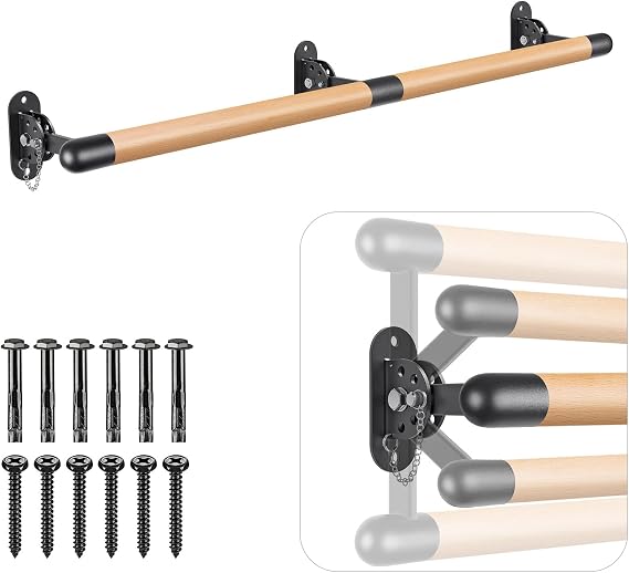 BeneLabel Ballet Barre Wall Mount Adjustable Wooden Dance Stretch Bar