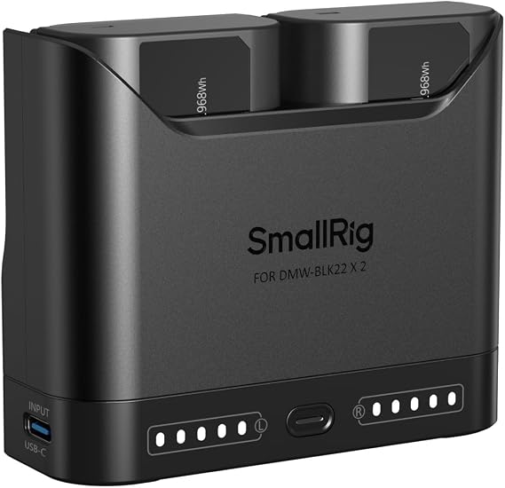 SMALLRIG DMW-BLK22 Camera Battery Set for Panasonic, 22.5W Dual Slot Charger with 1940mAh Batteries, Full Compatible with Panasonic Lumix L10, GH5, GH5 II, GH6, GH7, S5, S5 II/IIX, S9, G9 II