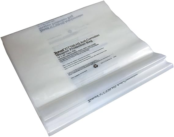 Zerust 14" x 50" Rust Prevention Multipurpose Poly Bag with Plain Closure with Corrosion Prevention and Protection, Pack of 24 - Made in the USA