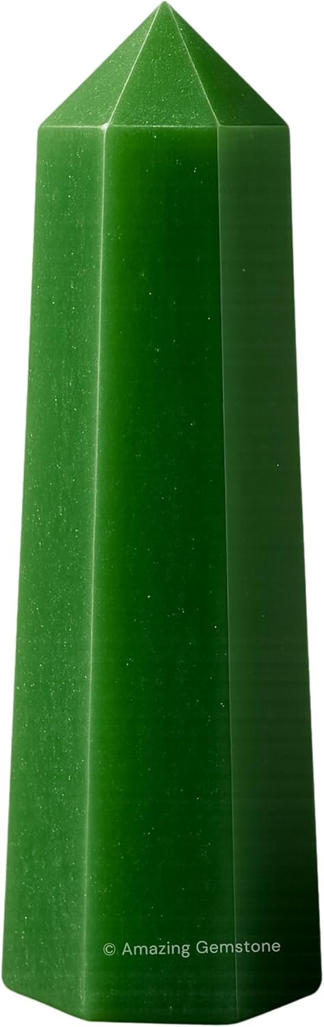 Green Aventurine Crystal Towers ~ Natural Healing Crystal Point Obelisk for Reiki Healing and Crystal Grid 3- Inch