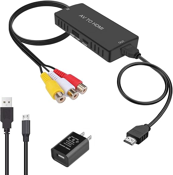 LVY RCA to HDMI Converter AV/CVBS to HDMI Video Audio Converter for N64, PS2, PC, Laptop, Xbox, VHS, VCR, Camera DV ect.