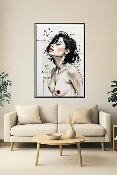 Ink & Emotion Sensual Abstract Woman Art Poster Rolled Canvas