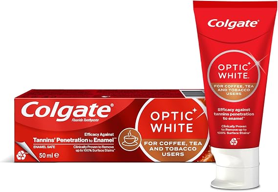COLGATE Optic White Kahve, Çay ve Tütün Kullanıcıları İçin Beyazlatıcı Diş Macunu 50 ml