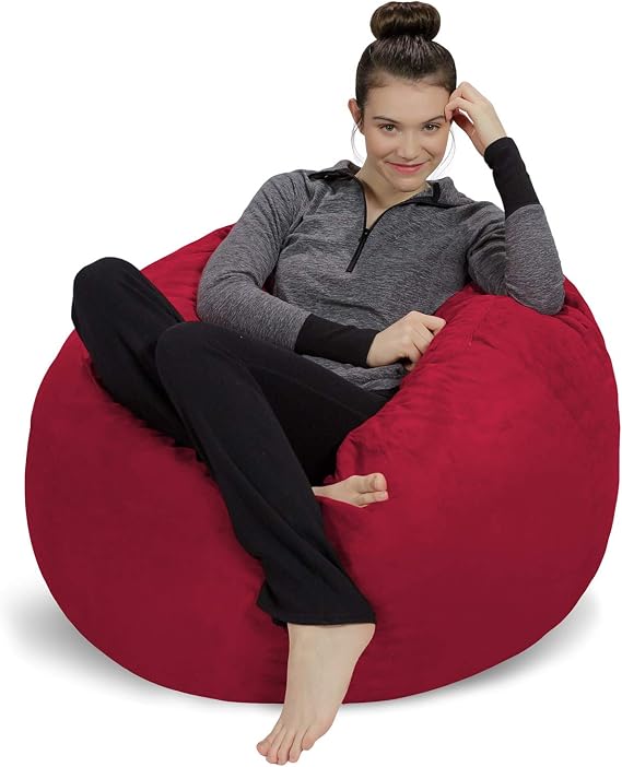 Sofa Sack Ultra Soft Plush Beanless Bean Bag Cushion with Microsuede Cover, Memory Foam, 35.8 inches 91 cm, Cinnabar
