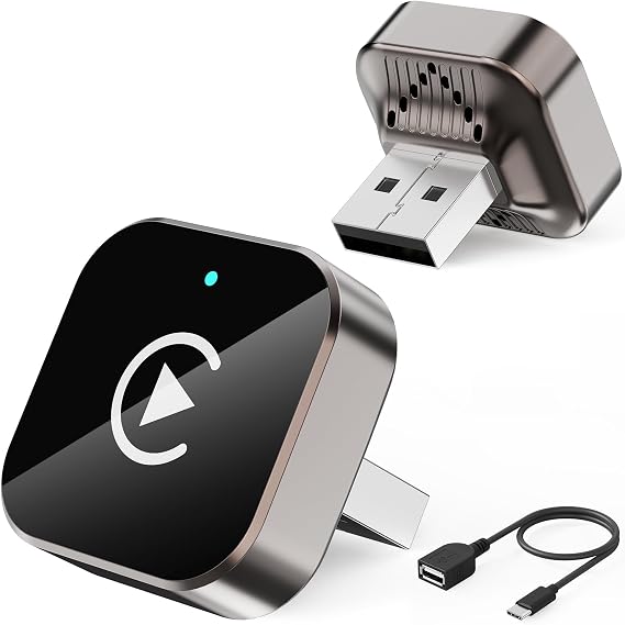 (2026 Upgraded) 2 in 1 Wireless CarPlay Adapter for Apple iPhone&Android