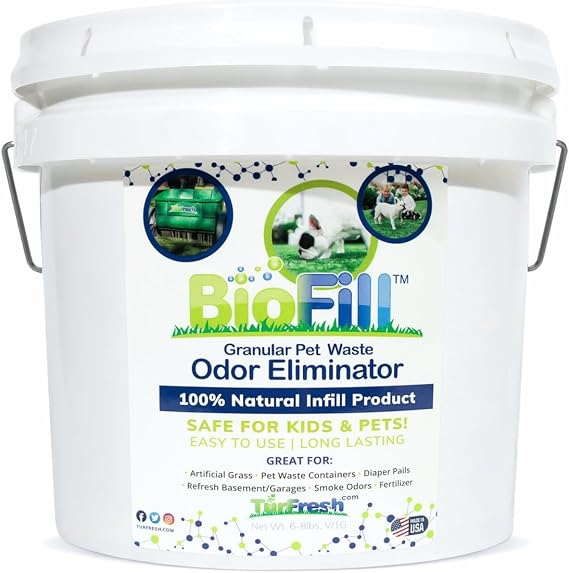 BioTurf Granular Turf Infill Yard Odor Eliminator for Artificial Grass & Dog Runs Natural Turf Deodorizer for Pet Urine & Feces Neutralizer Safe for Kids & Pets 1 Gallon Pail