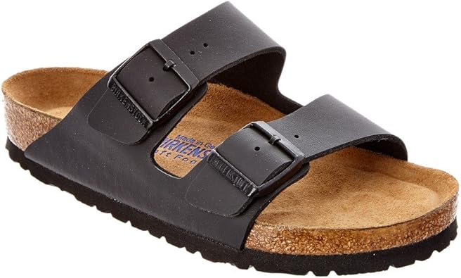 Birkenstock Women's Arizona Soft Footbed, Black Birko-Flor, 38 Regular EU
