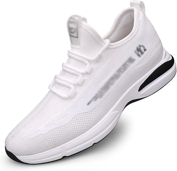 AIRFUL Men's Invisible Height Increasing Elevator Shoes - Ultra Lightweight Sporty Sneakers - 2.36 Inches Taller (Color : White, Size : 7.5 UK)