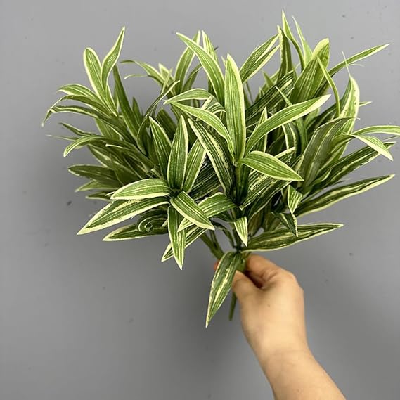 2Pcs Artificial Dracaena Reflexa Plant 12.2" Faux Green Spider Plants for Indoor Outdoor Home Garden Office Wedding Decoration