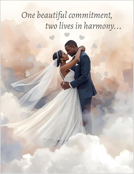 Greeting Card One Beautiful Commitment - Two Lives in Harmony - What An Inspiration Love Can Be - Congratulations Wedding for Bride and Groom (Black African American Couple)