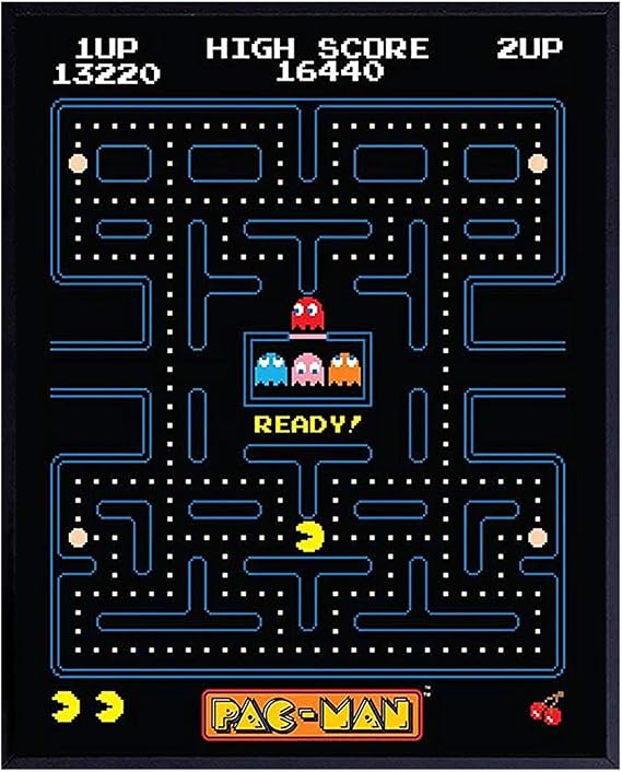 YELLOWBIRD ART & DESIGN Arcade Game Poster - 8x10 Pac Man Wall Decor - Cool Unique Gift for Boys, Men, Gamer, Video Game, Arcade Games, Xbox, Nintendo, Gaming Fan - Play Room Decor
