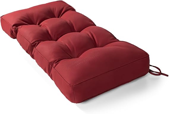 Bench Cushion 36 Inch - Outdoor Fabric, High-Density Foam, Non-Slip Bottom, Waterproof Durable Indoor Tufted Long Seat Cushion for Window Garden Furniture (Red, 36x14x4 Inch)