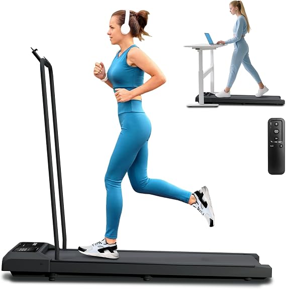 RIVANO Under Desk Walking Pad, Quiet Adjustable Portable Speed Jogging, Treadmill with Handles, Walking Pad Treadmill Compact & Portable with Remote Control, Smart Mat Work for Home Office