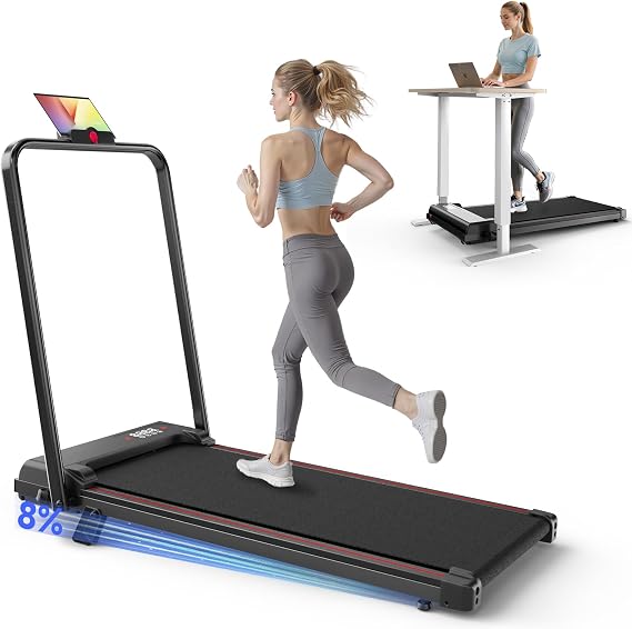 Pink Walking Pad Portable Treadmill with Incline 8% Small Walking Pad Handle Bar Under Desk for Home Office Mini Treadmill with 2.5HP Ultra Quiet <40dB 0.62~5 MPH Compact Foldable 320 lb Capacity