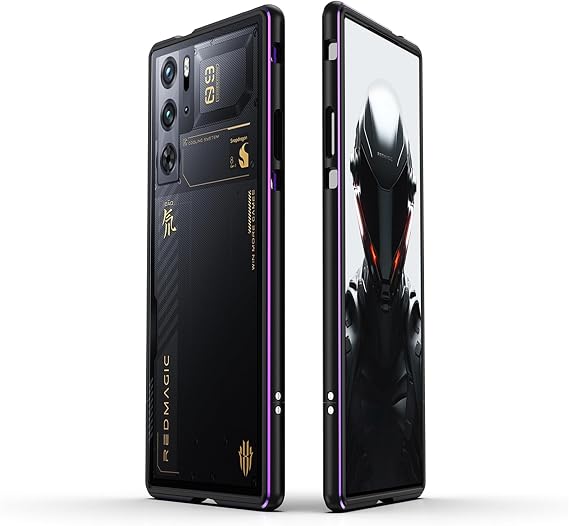 DAYJOY Dual Color Metal Bumper Frame Case Compatible with ZTE Nubia Red Magic 10 Pro, Luxury Premium Aluminum Alloy Shockproof Bumper Frame (Black Purple)