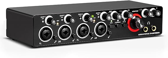Studio-Grade Interface Sound Card for Live, Mixing with 24-Bit / 192kHz Sampling Rate Mixer External Studio
