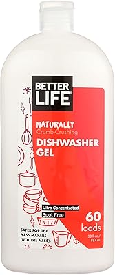 Better Life Dishwasher Detergent Gel - Automatic Dishwasher Cleaner - Concentrated Liquid Gel Dish Detergent Soap - 30oz Unscented