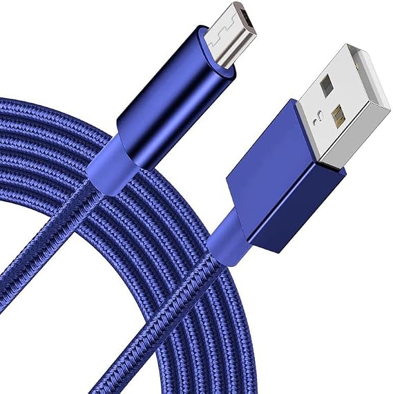 Braided USB Cable Charging Cord/Charger Power Lead Wire Compatible with Samsung Conquer SPH-D600 Smartphone/Blue / (2m / 6.6ft)